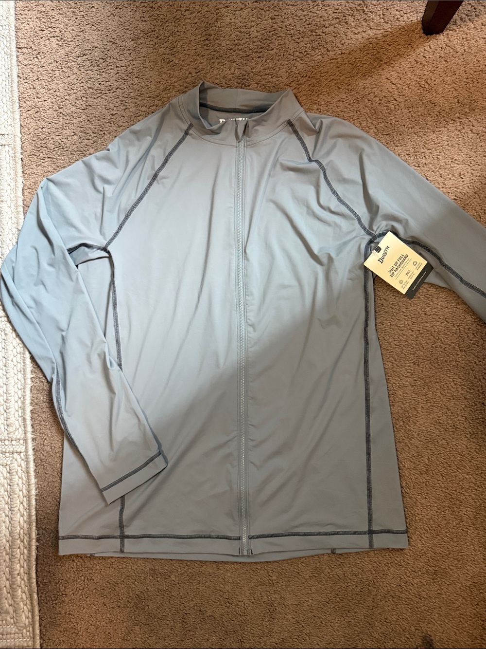 Men's Light Blue Full-Zip Duluth Trading UPF 50 protection; Sun and Surf